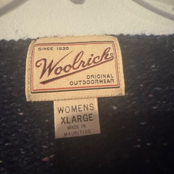 Vintage Woolrich Women's Navy Blue Speckled 100% Wool V-Neck Sweater size XL - Picture 3 of 5